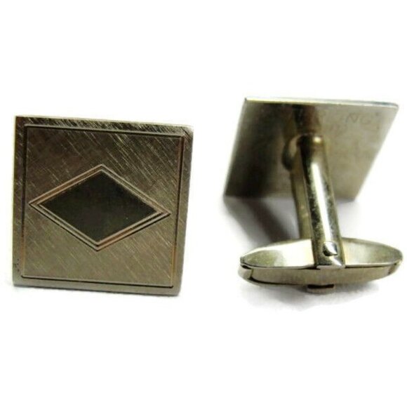Foster Sterling Silver 925 Vintage Cufflinks Diamond-Cut Center Shirt Tux - Picture 3 of 11